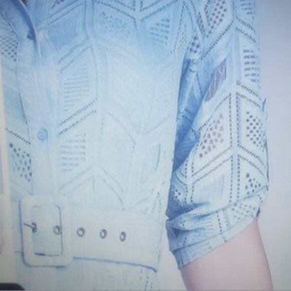 VENUS LIGHT BLUE LACE BUTTON DOWN MAXI - Picture 5 of 5